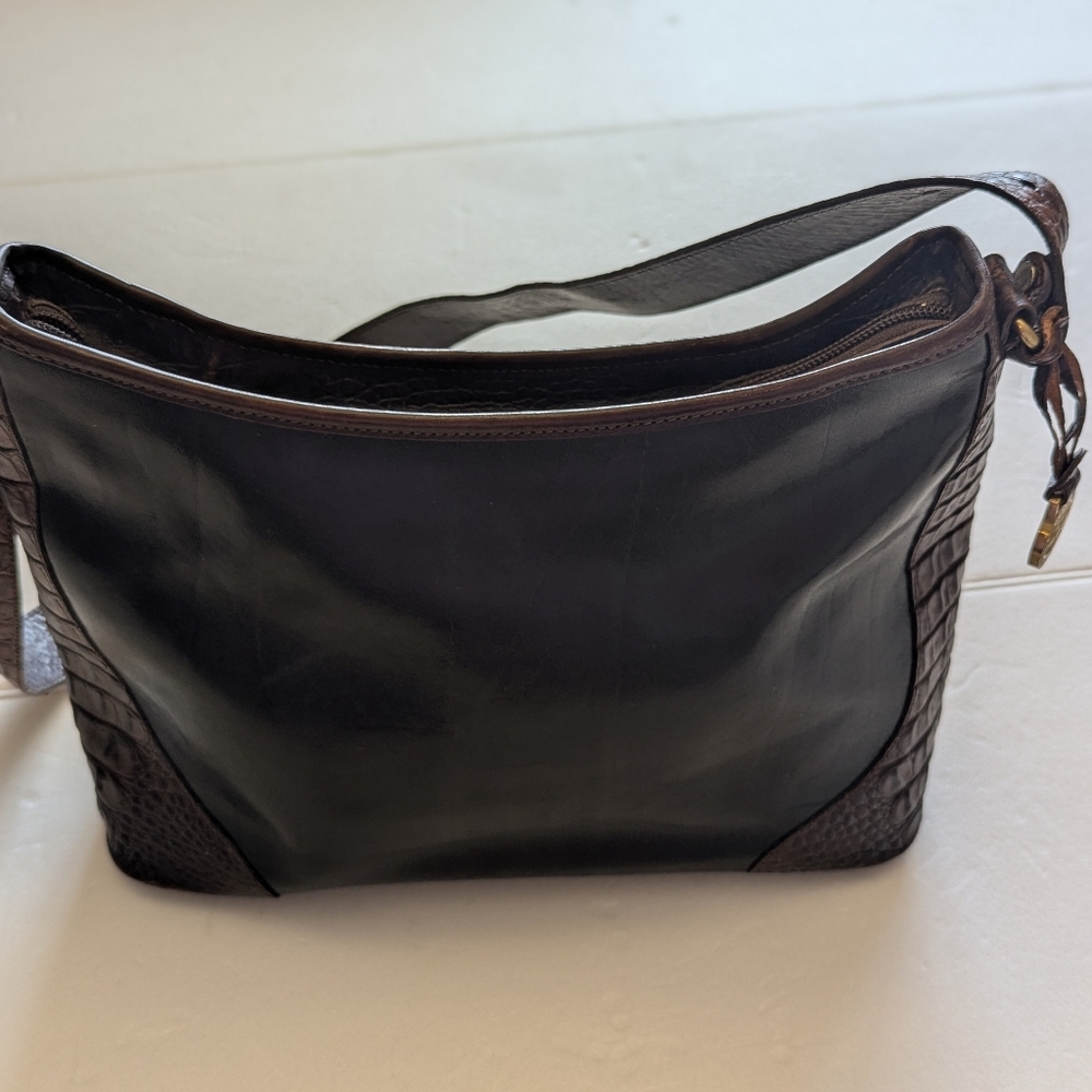 Vintage Brahmin Black Bag With Exotic Croc. Accents